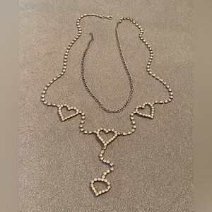 Gold and Rhinestone Heart Body Chain